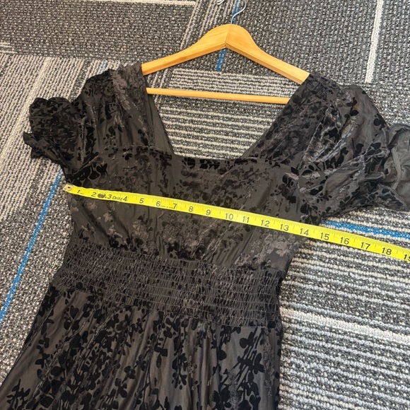 Disturbia Lilias Devoré Tiered Maxi Dress size 2 Black Velvet Goth Whimsygoth - Picture 9 of 14